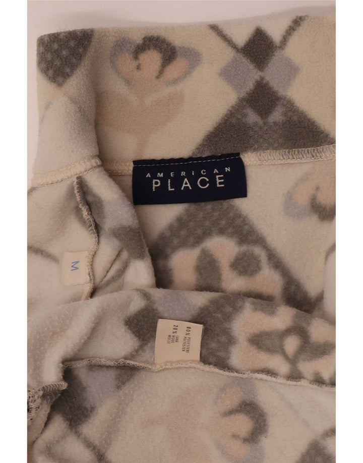 American Place Dame Fleece Jumper UK 14 Medium Beige Floral Polyester