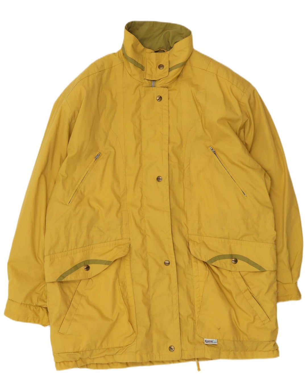 Vintage oversize regnfrakke til kvinder EU 42 stor gul polyester