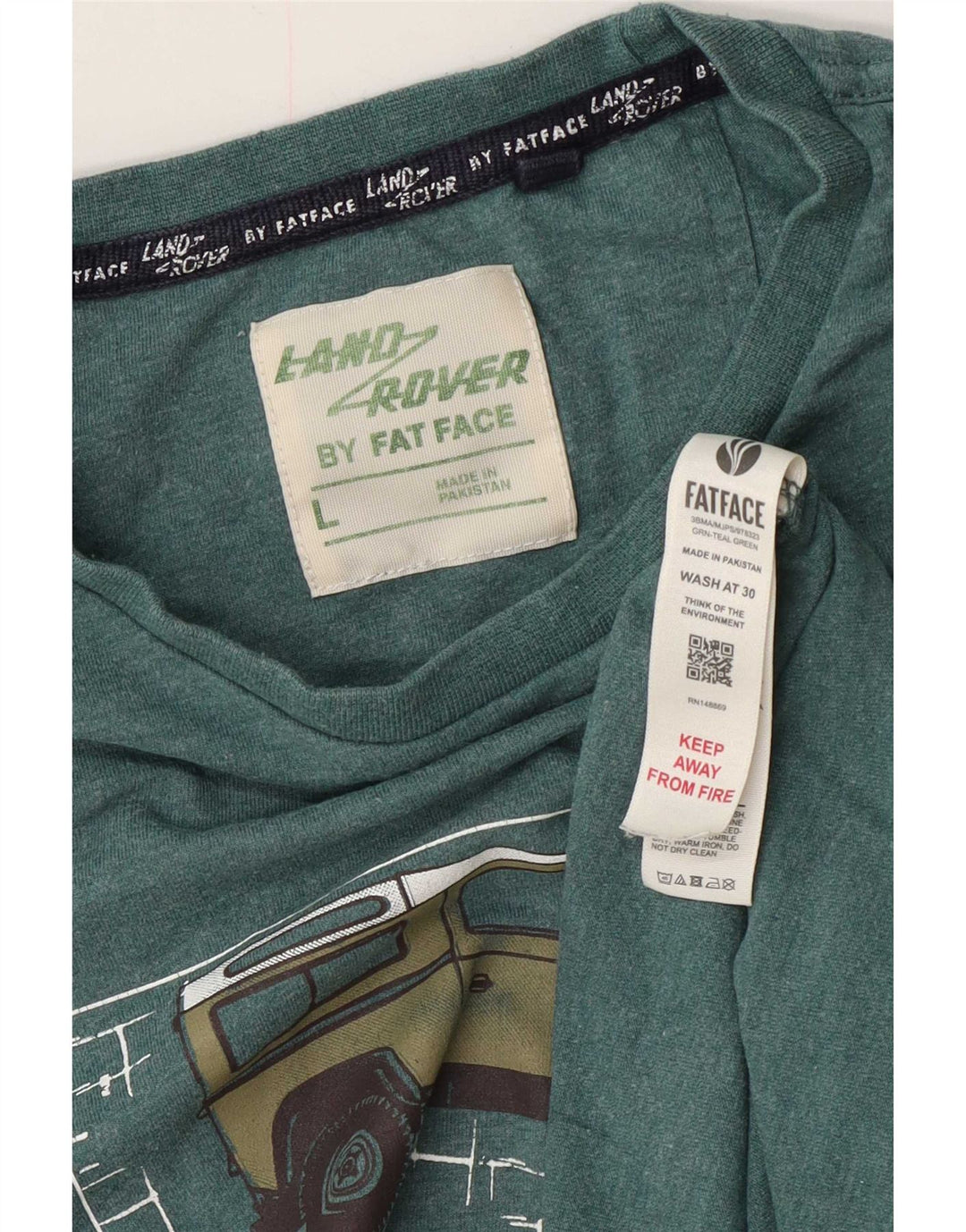Fat Face Herre Grafisk T-Shirt Top Stor Grøn Bomuld