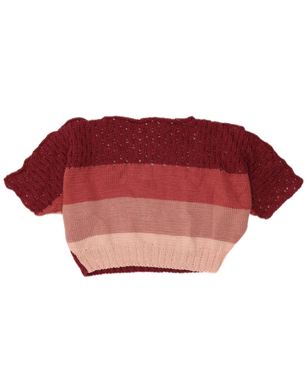 VINTAGE Womens Crop Boat Neck Jumper Sweater UK 16 Large Flerfarvet