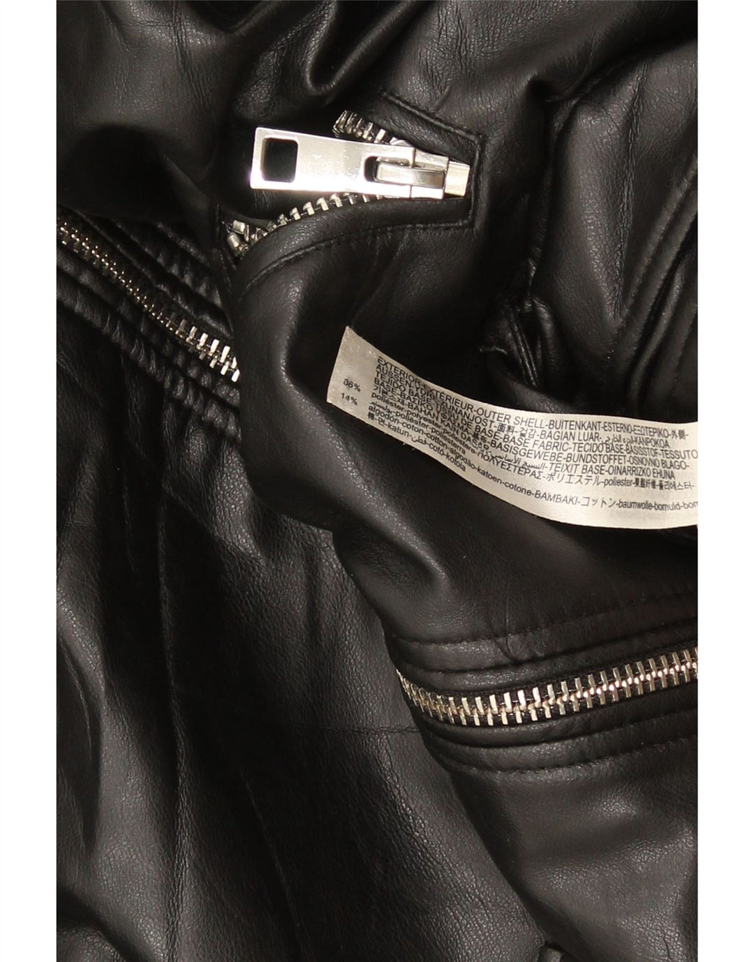 ZARA oversize bikerjakke i imiteret læder til kvinder UK 10 Lille sort