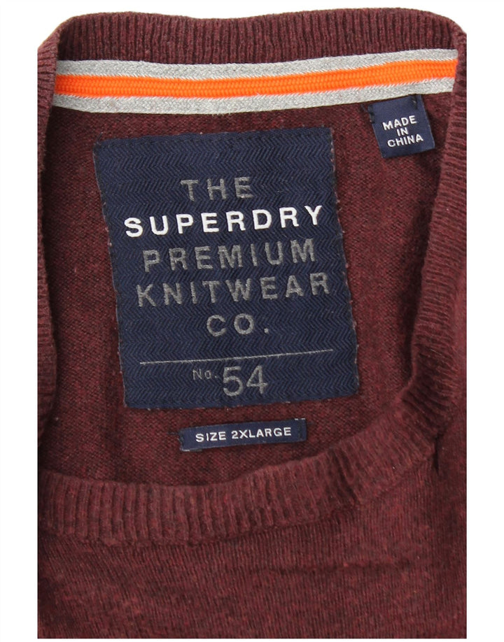 Superdry Herre sweater med rund hals 2XL Bourgogne bomuld