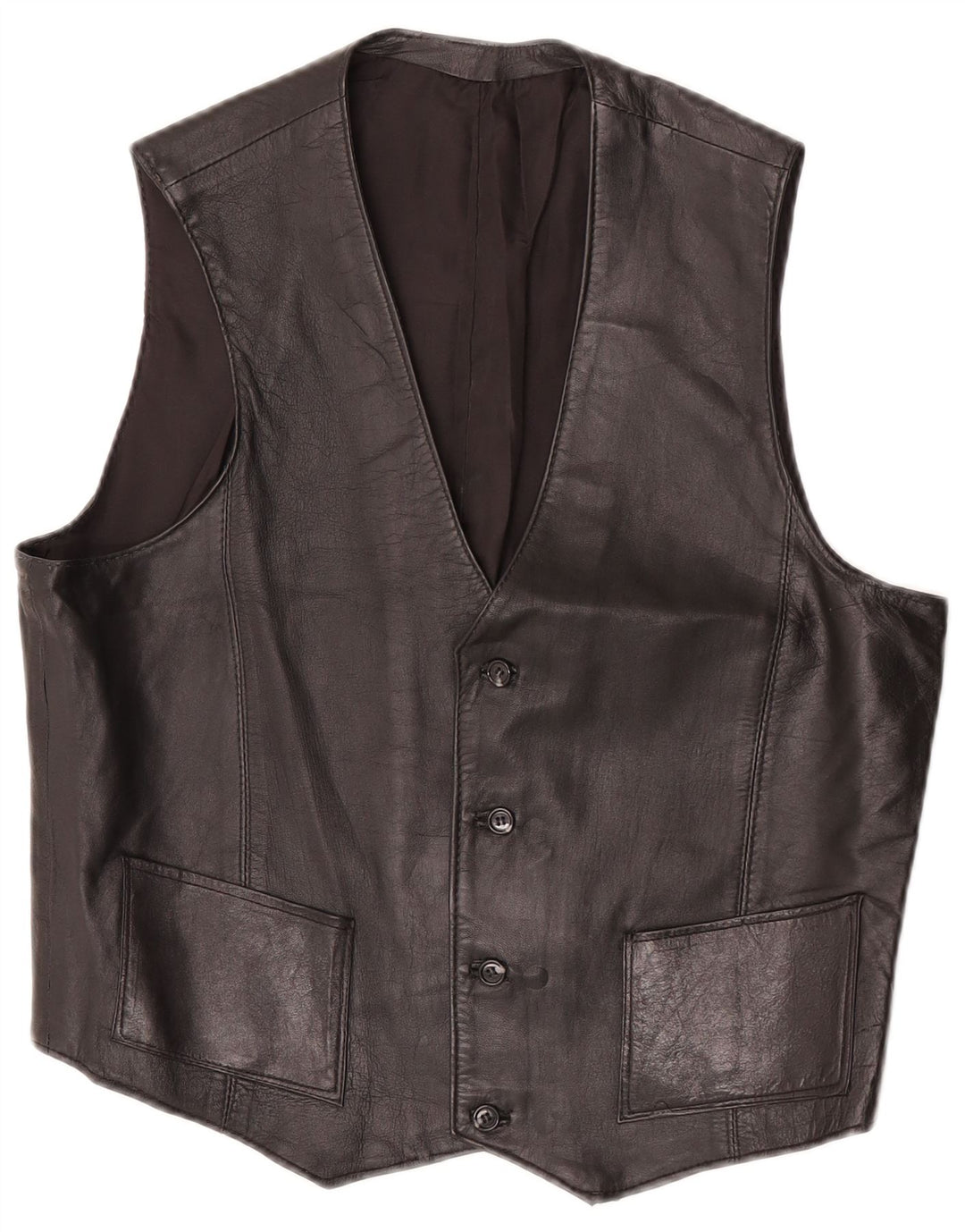 Vintage lædervest til kvinder UK 12 Medium Black