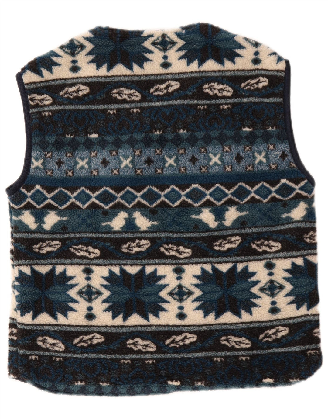 Vintage Herre Fleece Gilet UK 38 Medium Blue Geometric