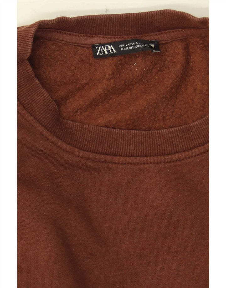 Zara Dame Sweatshirt Jumper UK 16 Stor Brun