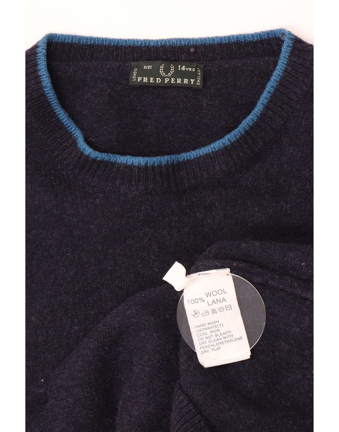 Fred Perry drenge sweater med rund hals 13-14 år marineblå uld