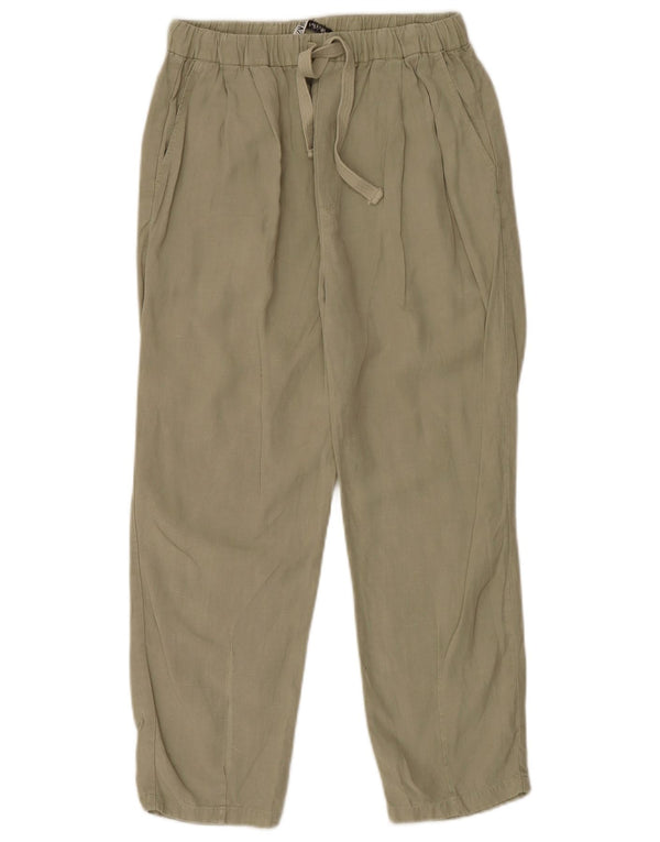 Zara Womens Pegged Cropped Trousers Small W26 L23 Khaki Lyocell