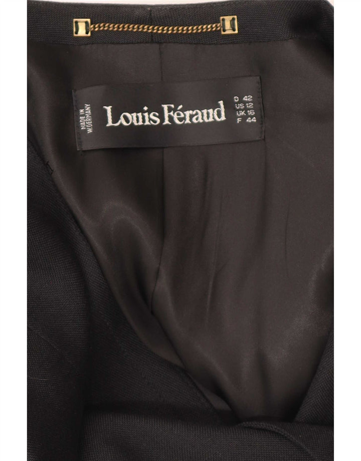 Louis Feraud Dame Double Breasted Blazer Jacket UK 16 Large Black Viscose