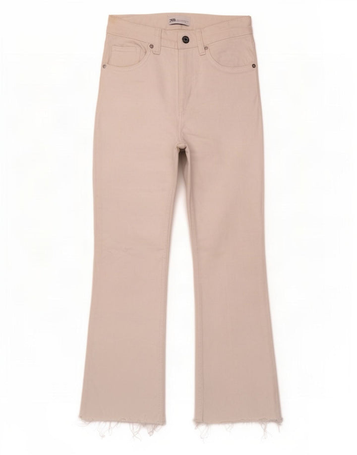 Zara Womens Crop Bootcut Jeans EU 38 Small W28 L26 White Bomuld