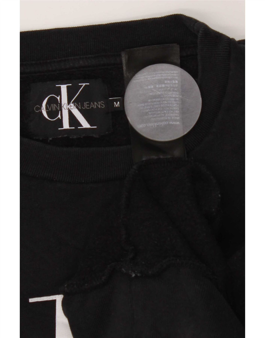 Calvin Klein Jeans Herre Grafisk Sweatshirt Jumper Medium Sort Bomuld