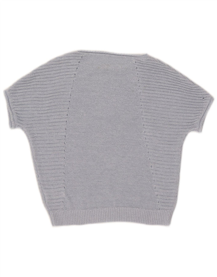 Fase otte kvinders kortærmet bådhals sweater UK 14 Medium Blue