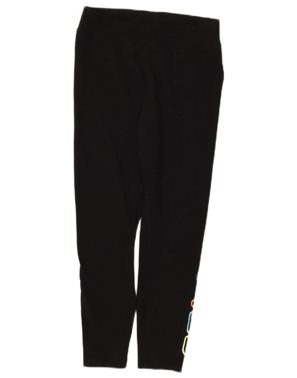 Fila Womens Grafisk Crop Leggings UK 12 Medium Black Bomuld