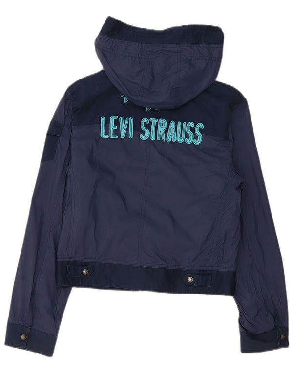 Levi's Boys Grafisk Bomberjakke med hætte 11-12 år Navy Blue Colourblock