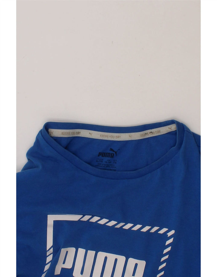PUMA Boys Graphic T-Shirt Top 15-16 Years Blue Cotton Vintage Puma and Second-Hand Puma from Messina Hembry 