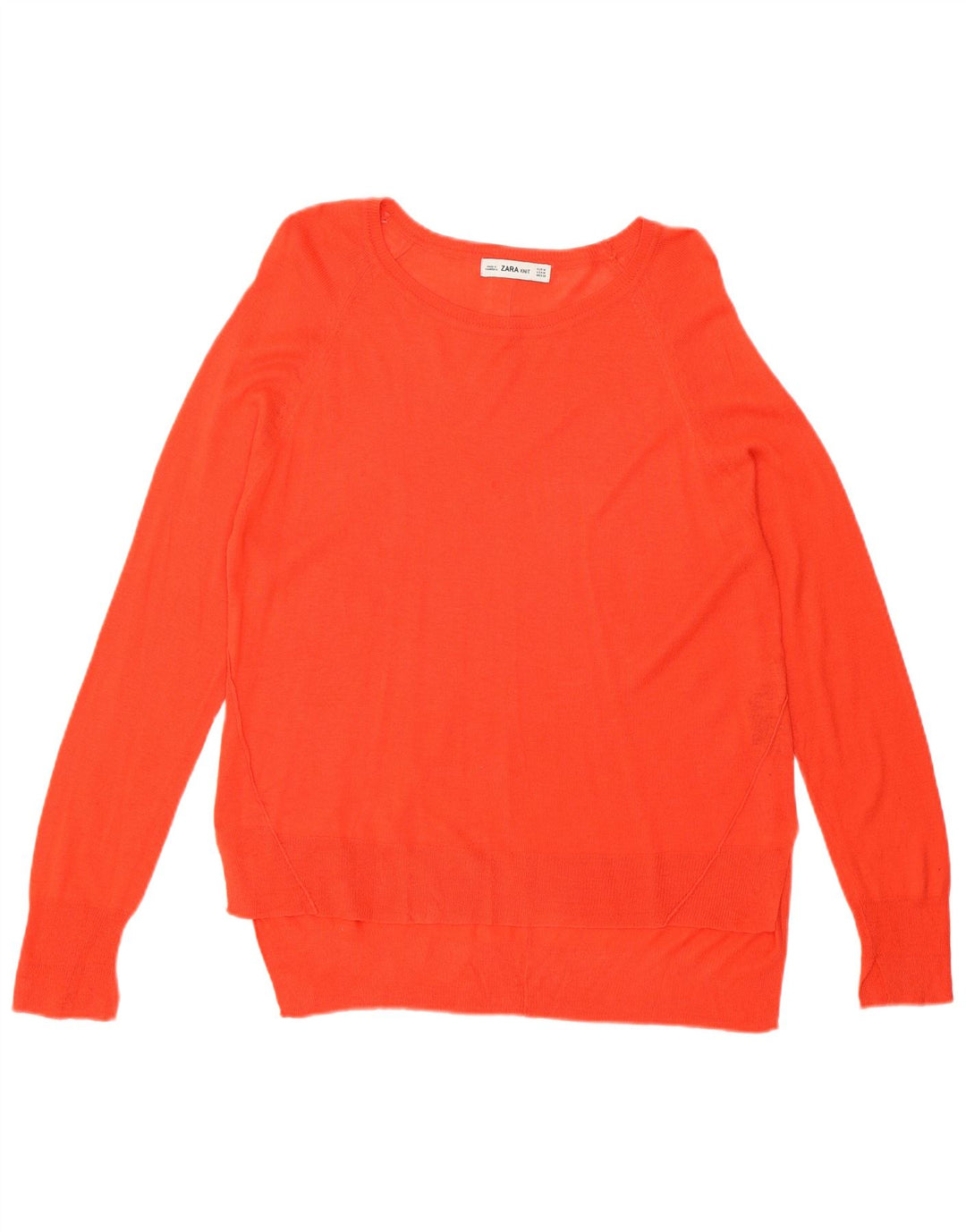 ZARA Womens Boat Neck Jumper Sweater UK 14 Medium Orange Viscose
