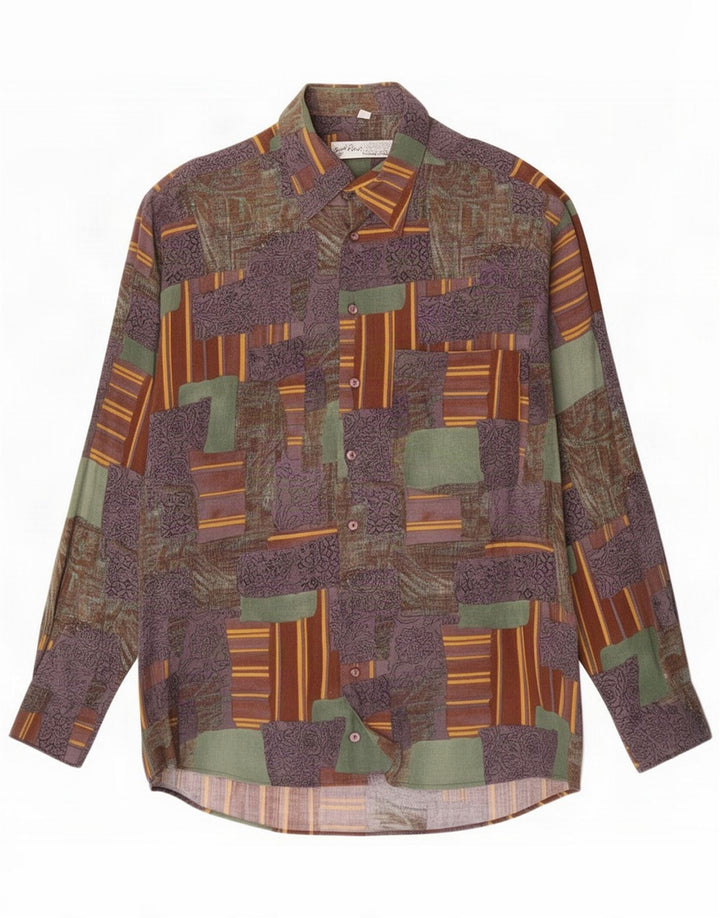 Angelo Litrico Herreskjorte Stor flerfarvet Patchwork Viscose
