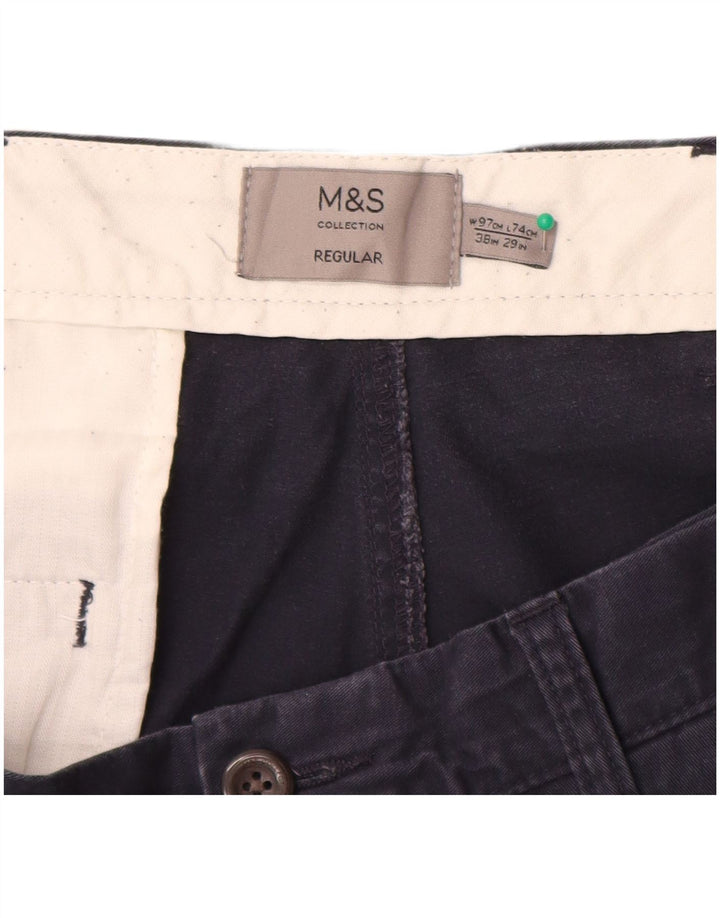 Marks & Spencer Herre Lige Regular Chino Bukser W38 L29 Navy Blue