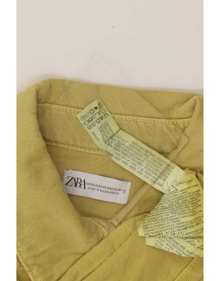 Zara Womens Oversized Utility Jacket UK 6 XS Gul Bomuld