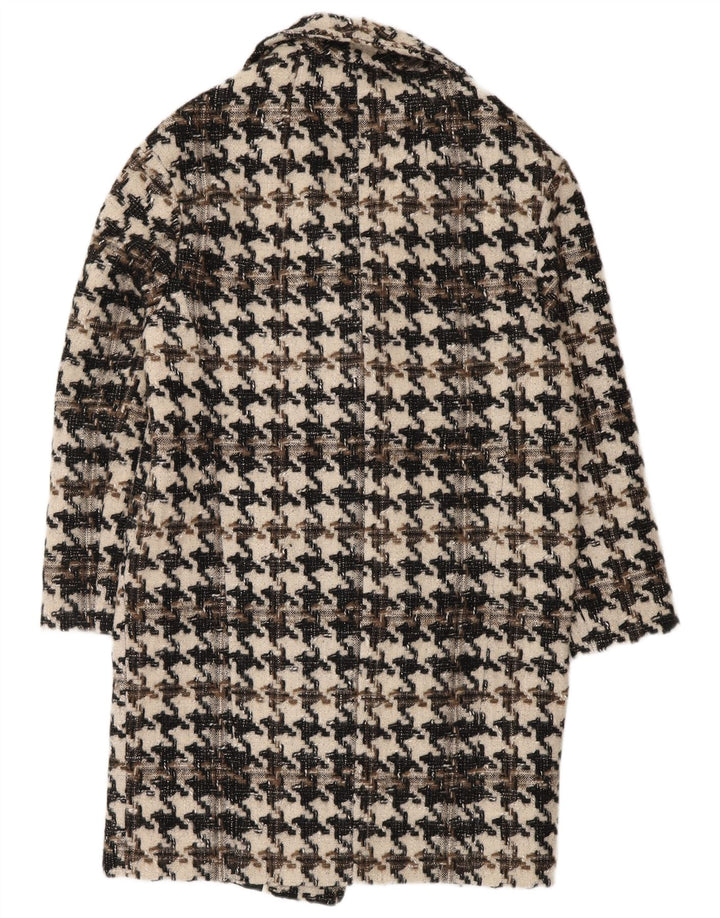 Mexx Dame Overfrakke UK 14 Stor sort Houndstooth Uld