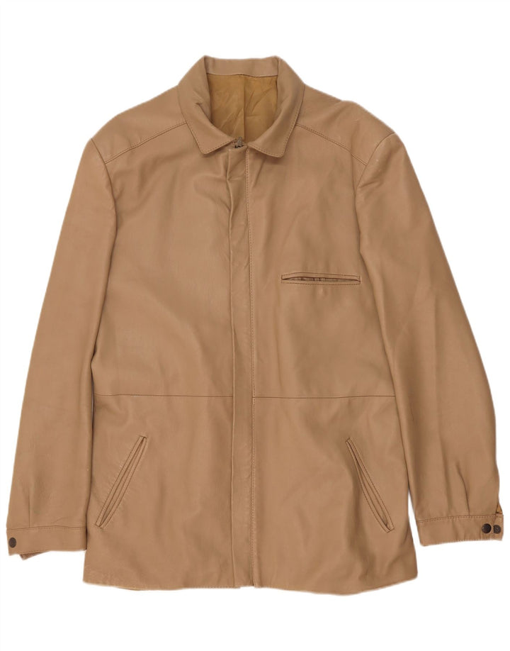 Vintage Herre Læderjakke IT 50 Stort Beige Læder