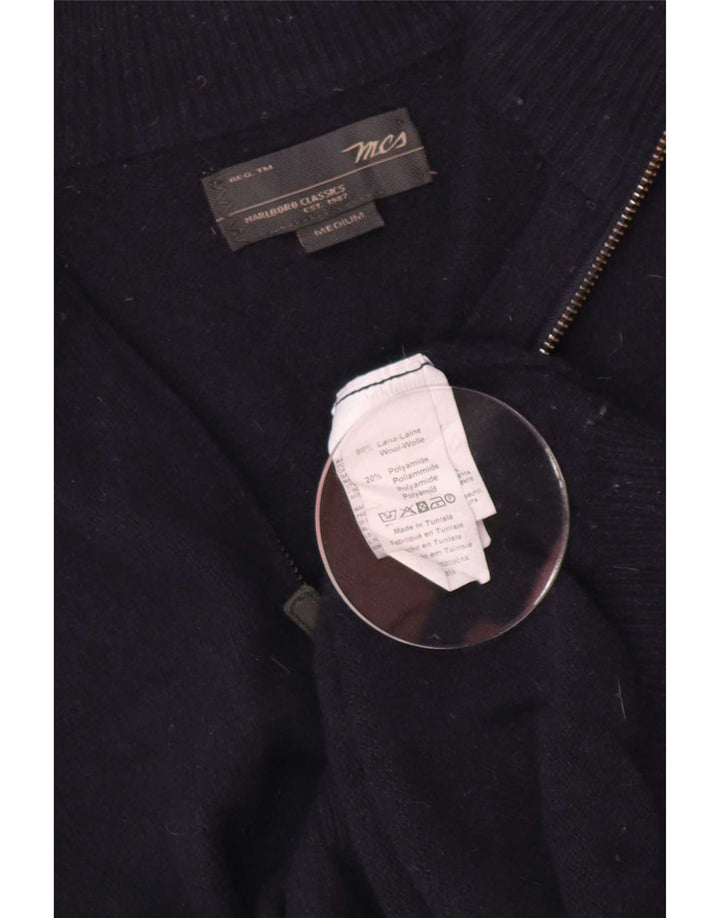 Marlboro Classics sweater med lynlås til mænd Medium Marineblå Uld