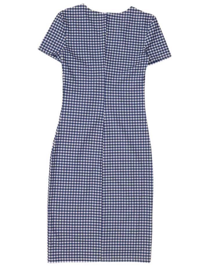Zara Womens Bodycon Dress UK 8 Small Blue Gingham Polyester