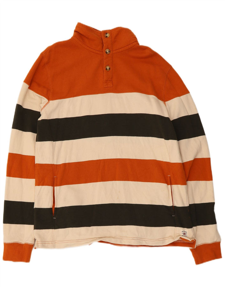 Fat Face Herre Button Neck Sweatshirt Jumper lille flerfarvet stribet