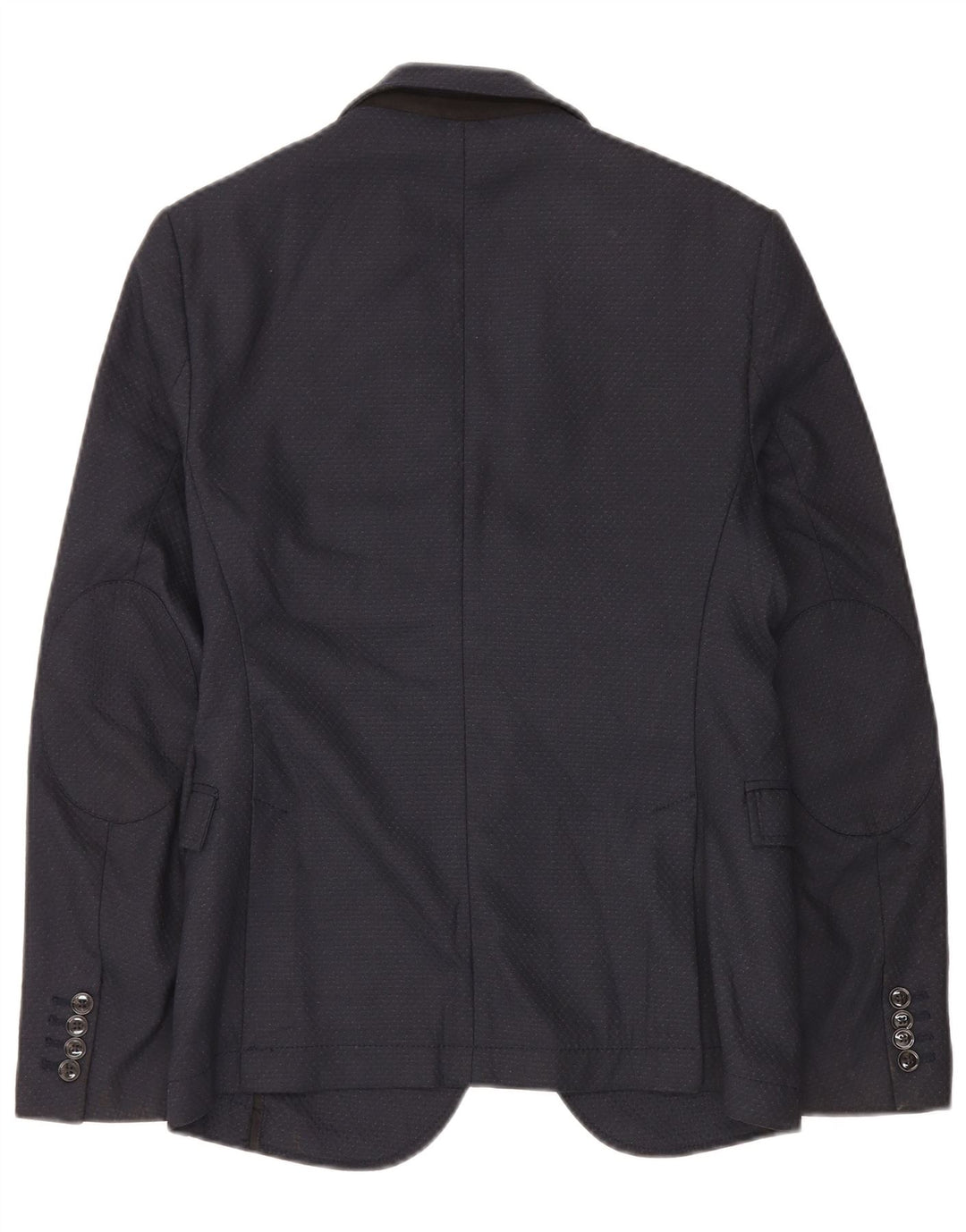 Zara Herre 2-knaps blazerjakke EU 46 Lille marineblå geometrisk polyester