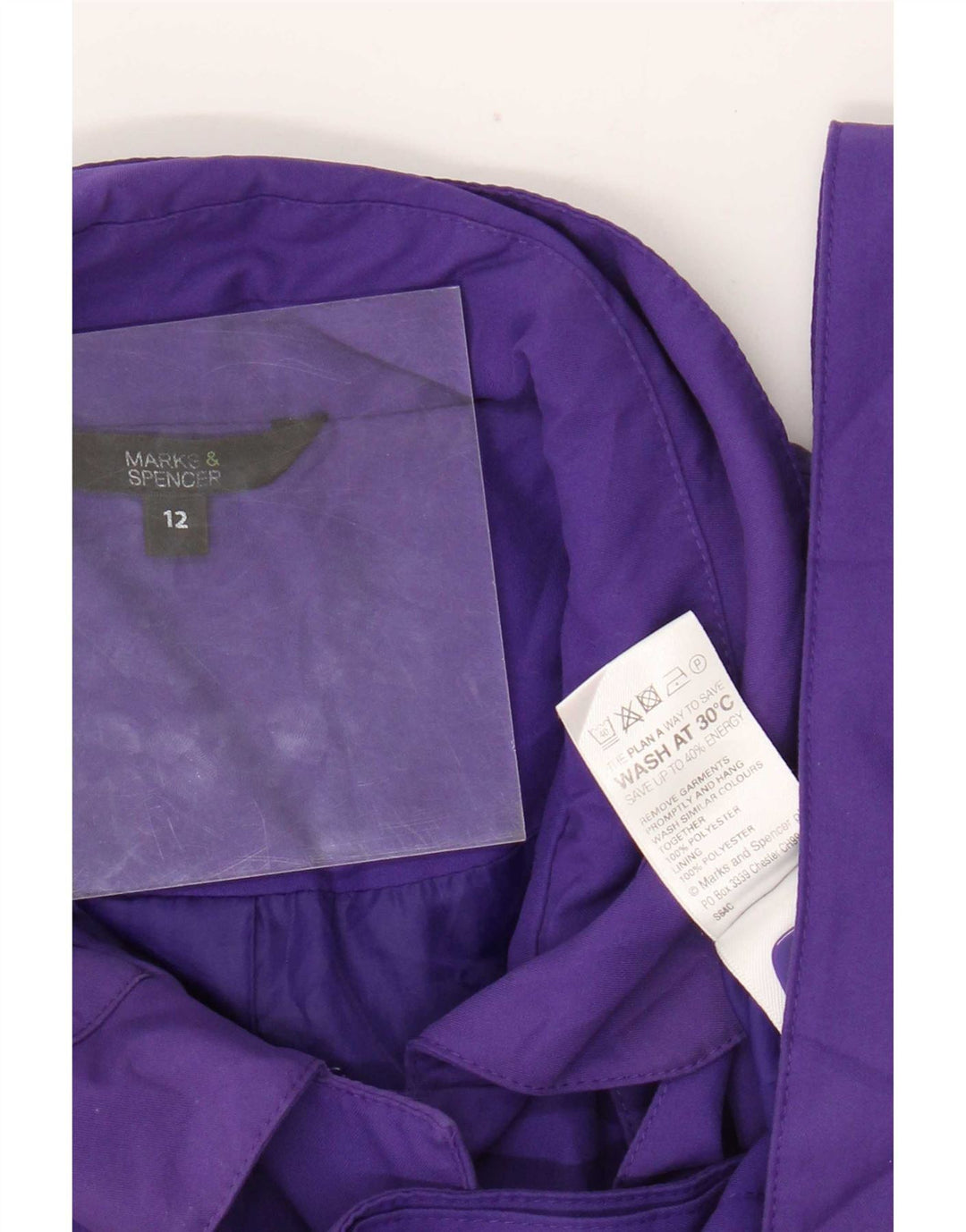 Marks & Spencer Trench Coat til kvinder UK 12 Medium Purple Polyester