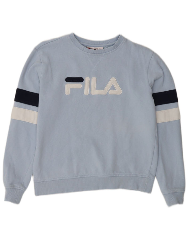FILA Dame Oversized Sweatshirt Jumper UK 10 Small Blue Colourblock