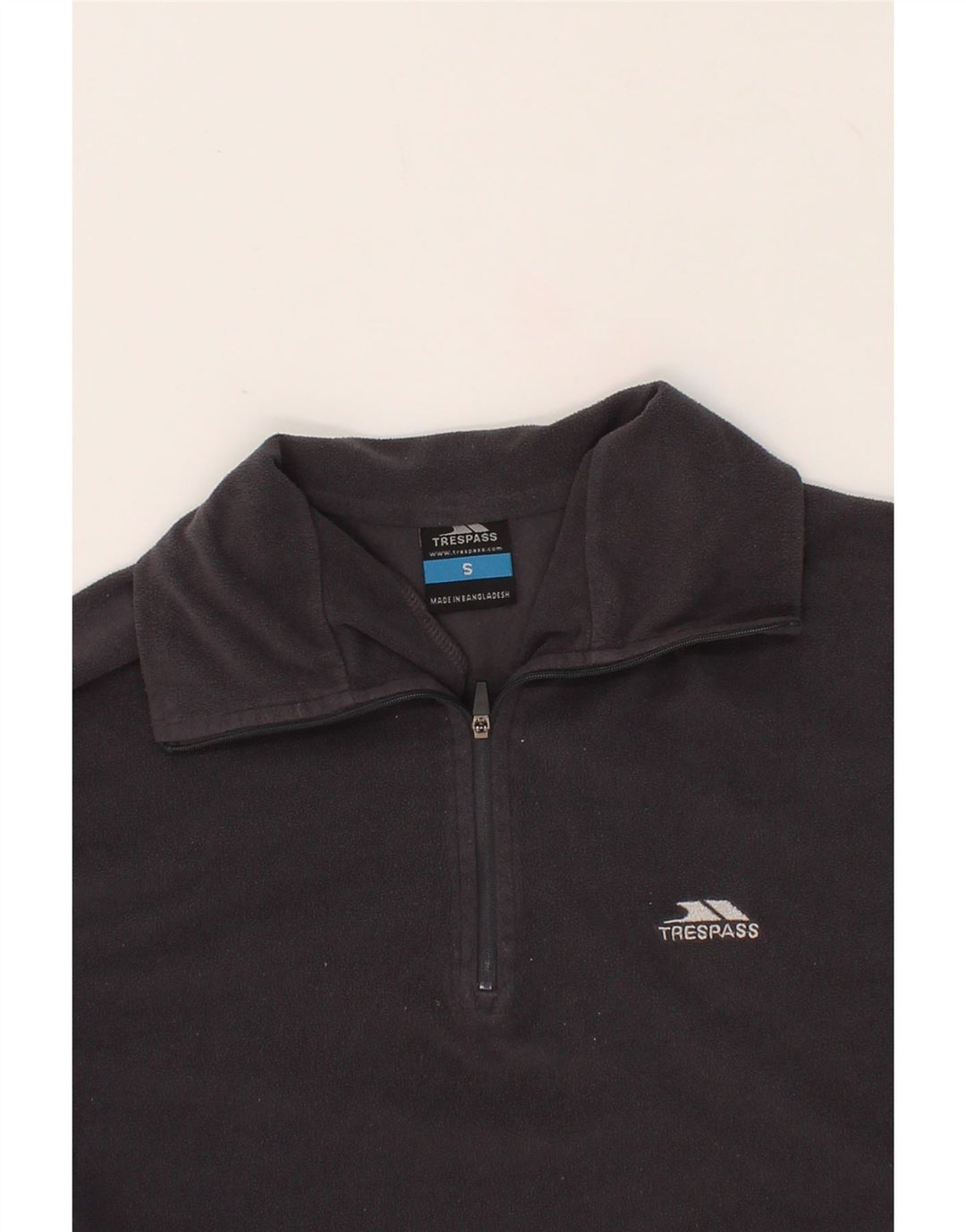 TRESPASS Mens Zip Neck Fleece Jumper Small Grey Polyester Vintage Trespass and Second-Hand Trespass from Messina Hembry 