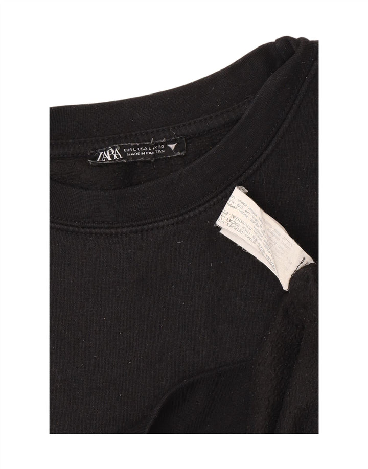 Zara Sweatshirt Jumper UK 16 Stor sort bomuld