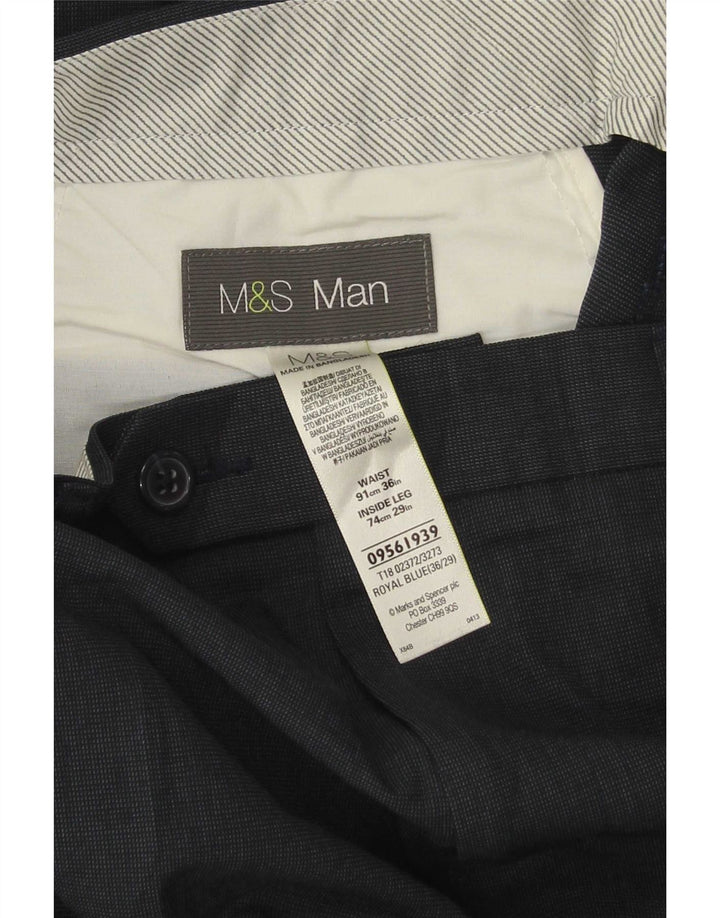 Marks & Spencer Herre lige jakkesætsbukser W36 L29 Marineblå bomuld