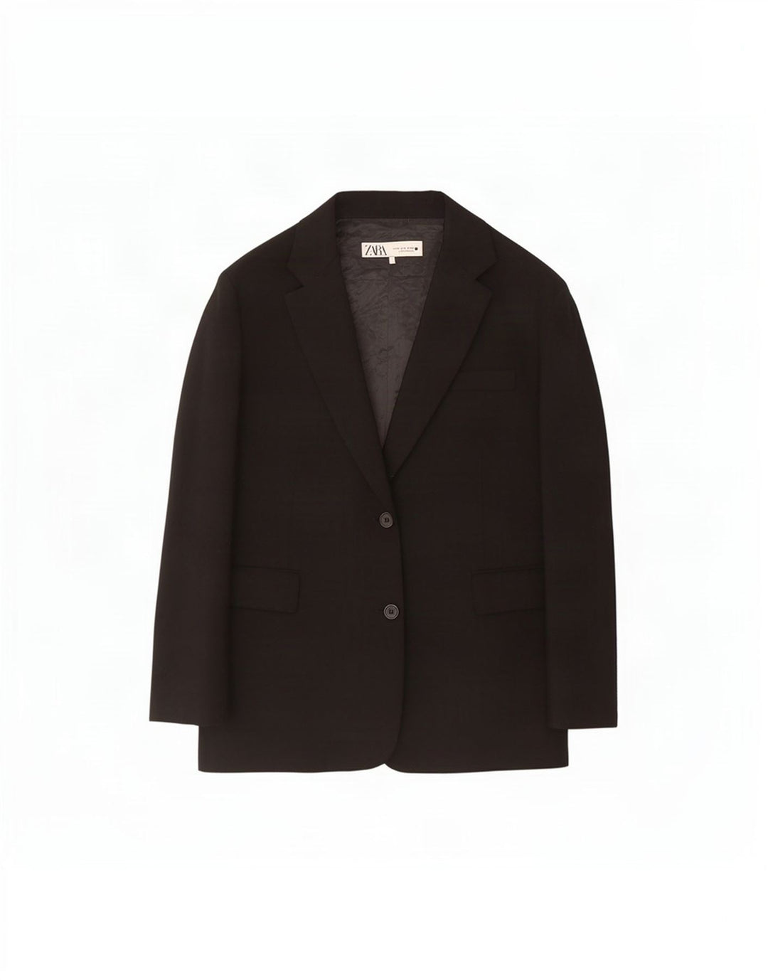 Zara Dame 2 Button Blazer Jacket UK 14 Medium Black Viscose