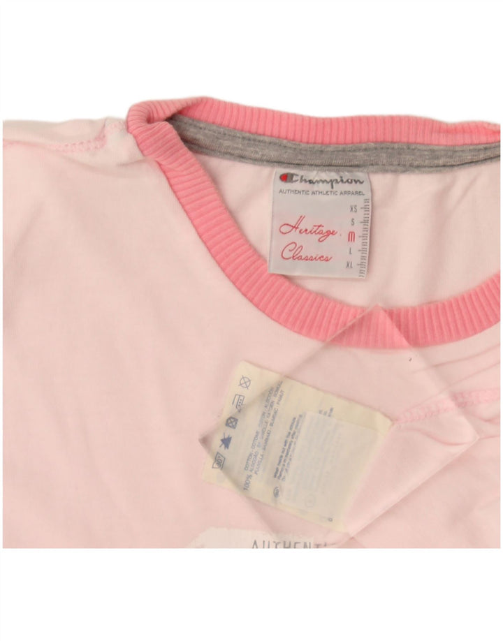 Champion Womens Heritage Classics Grafisk T-Shirt Top UK 12 Medium Pink