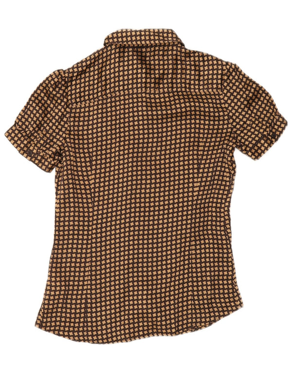 BEN SHERMAN skjortebluse til kvinder UK 12 Medium Brown Houndstooth