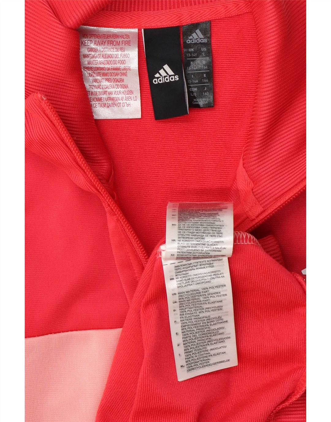 Adidas Pige Træningsdragt Topjakke 13-14 År Rød Colourblock Polyester
