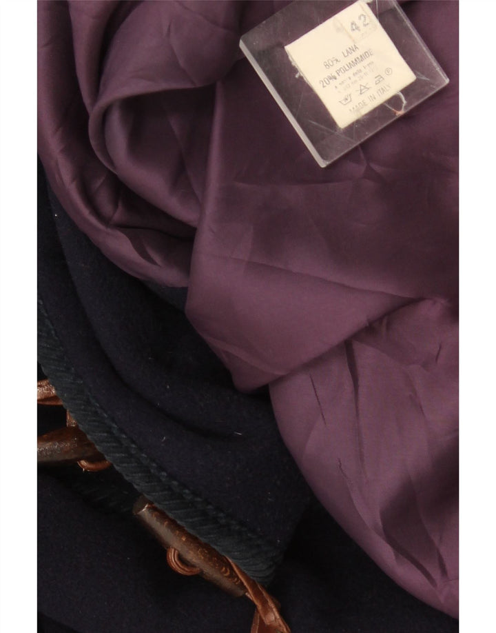 Vintage Dame Hætte Oversized Duffel Coat IT 42 Medium Marineblå Uld