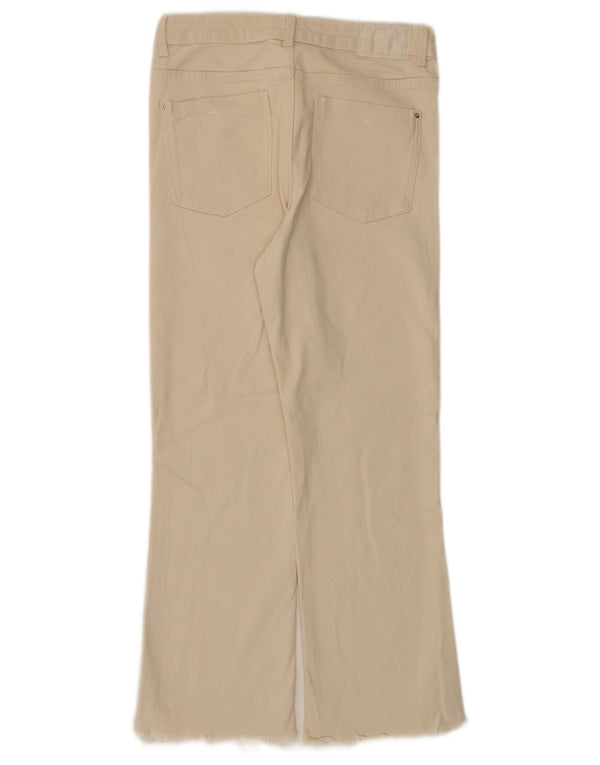 Zara Dame Højtaljede Cropped Jeans EU 40 Medium W30 L26 Off White Bomuld