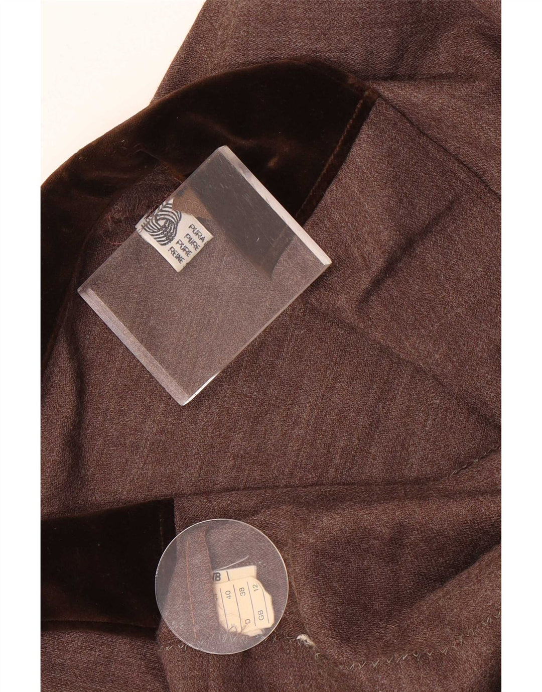 Vintage dameskjortekjole UK 12 Medium Brun Uld
