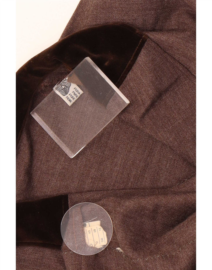 Vintage dameskjortekjole UK 12 Medium Brun Uld