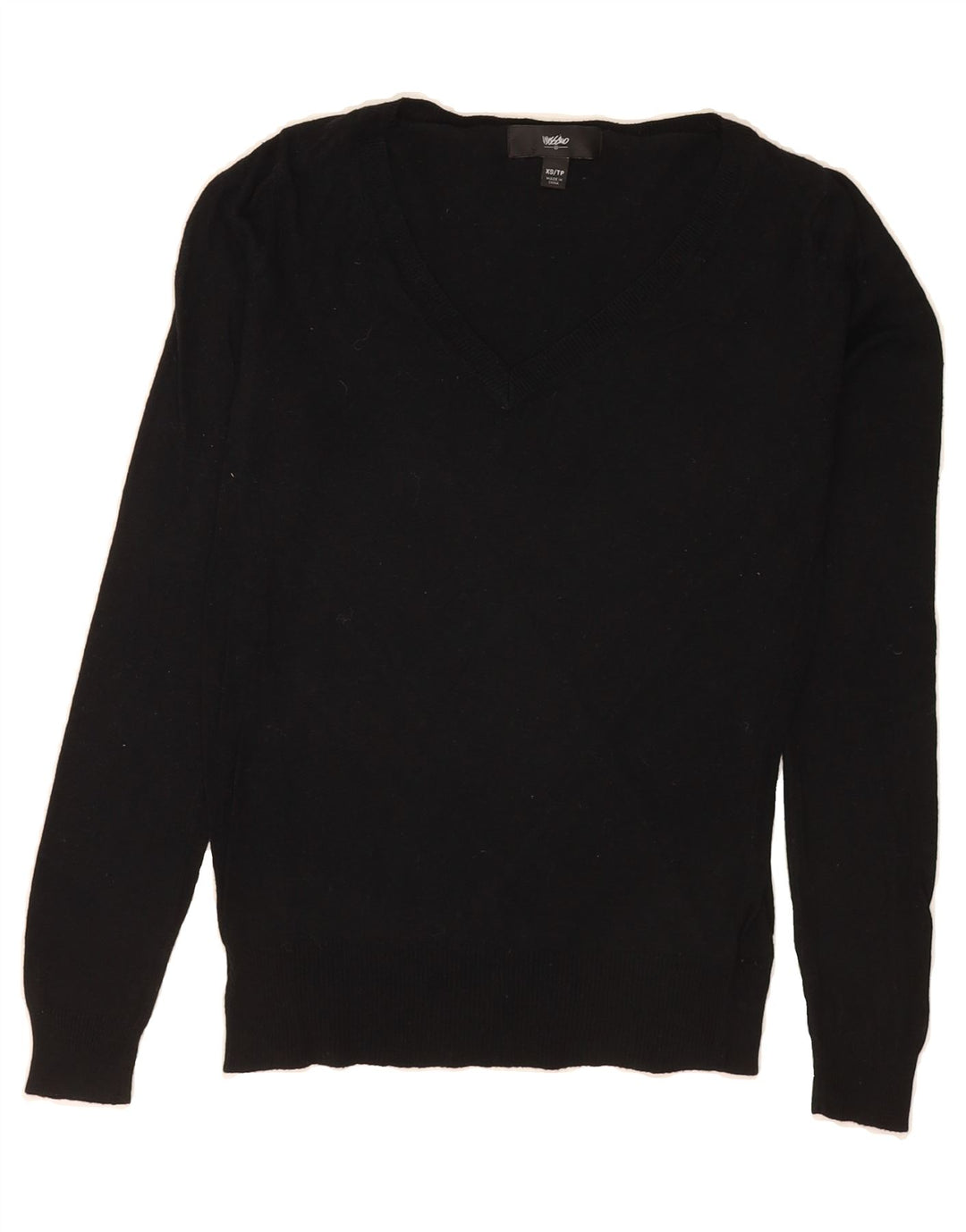 MOSSIMO Womens V-Neck Jumper Sweater UK 6 XS Black Nylon Vintage Mossimo and Second-Hand Mossimo from Messina Hembry 
