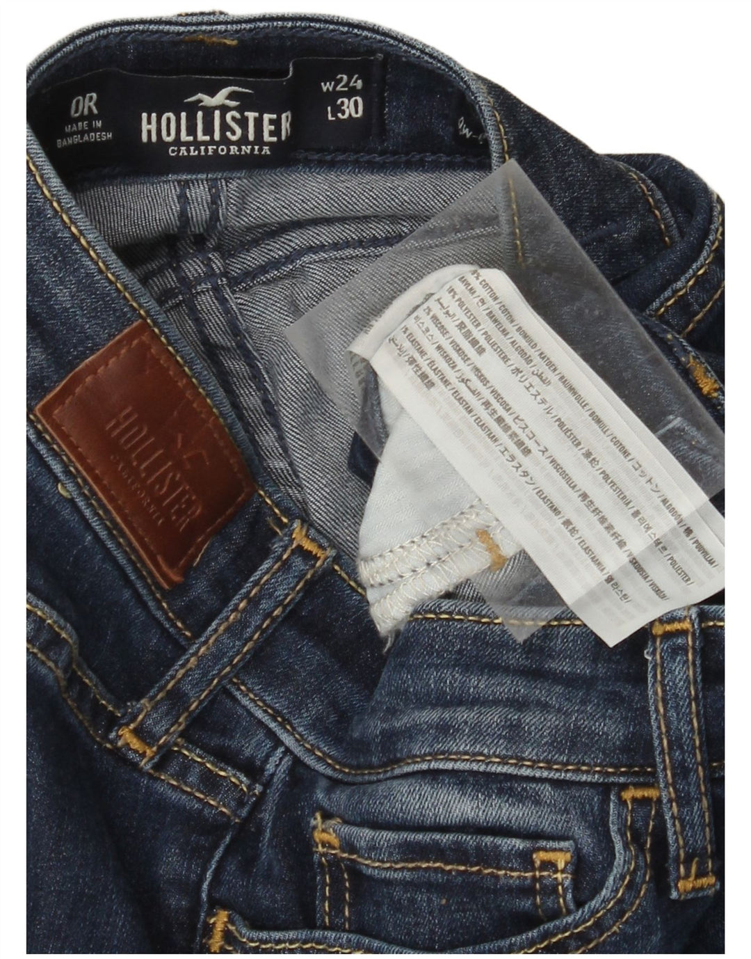 HOLLISTER Dame Super Skinny Jeans med lav talje US 0 XS W24 L30 Blå Bomuld