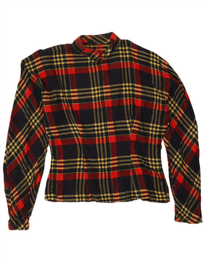 Vintage Dame Langærmet Bluse Top UK 14 Large Red Check