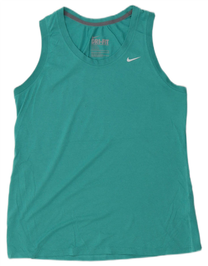 Nike Dame Dri Fit Regular Fit Vest Top UK 14 Large Green Polyester