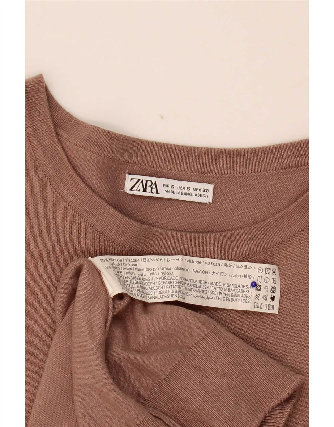 Zara Herre Boat Neck Jumper Sweater Small Beige Viscose