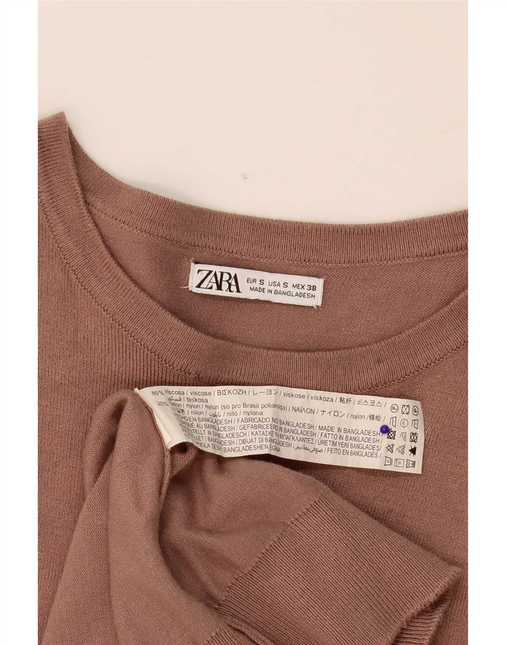 Zara Herre Boat Neck Jumper Sweater Small Beige Viscose