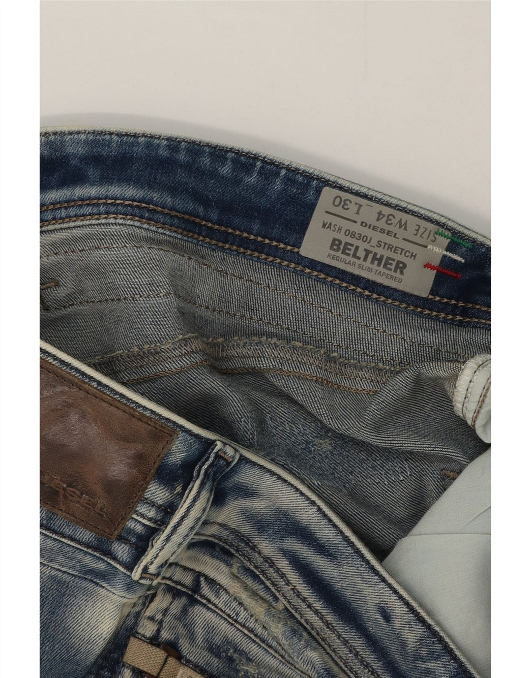Diesel Herre Belther Regular Slim Tapered Jeans W34 L30 Blue