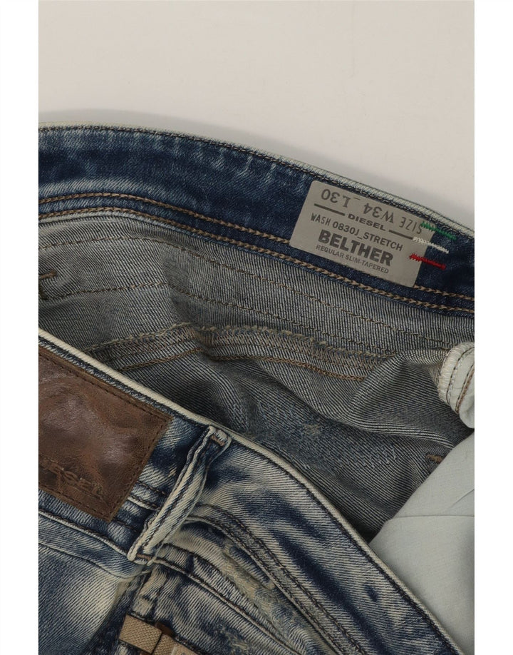Diesel Herre Belther Regular Slim Tapered Jeans W34 L30 Blue