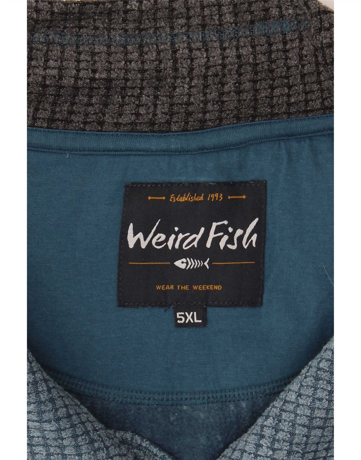 Weird Fish Herre Zip Neck Sweatshirt Jumper 5XL Blå